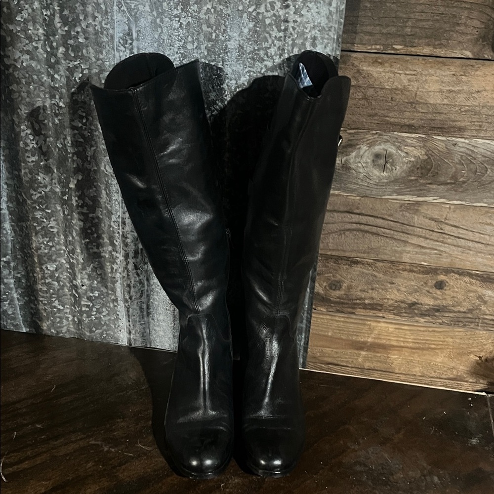 Black Leather Knee-High Boots
